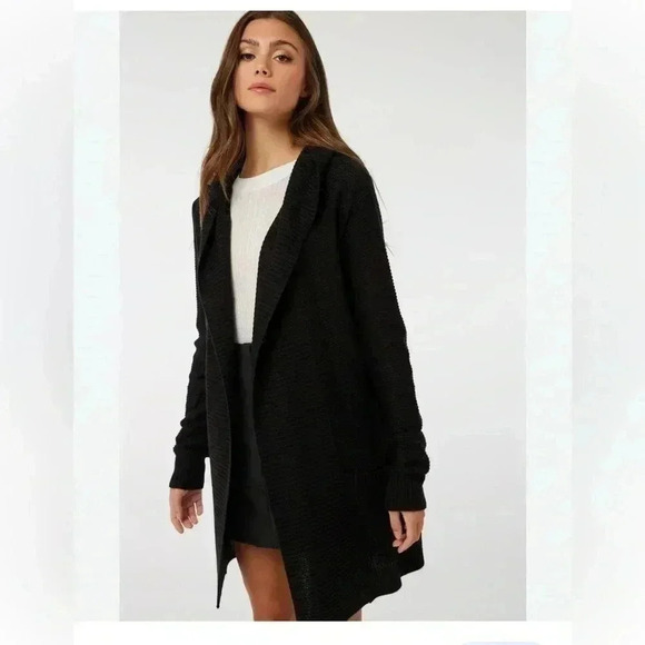 Dynamite Sweaters - ❤️2/$30❤️Dynamite Acrylic Wool Blend Big Collar Black Open Cardigan SweaterM